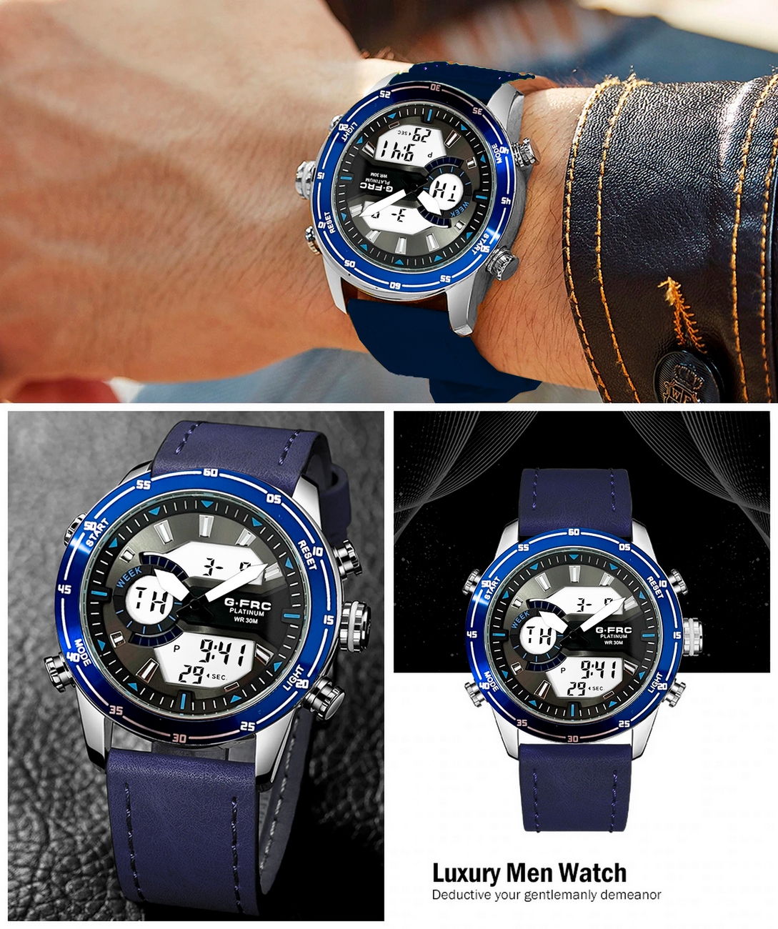 Reloj G-force Original Al139c Digital Cuero Hombre + Estuche